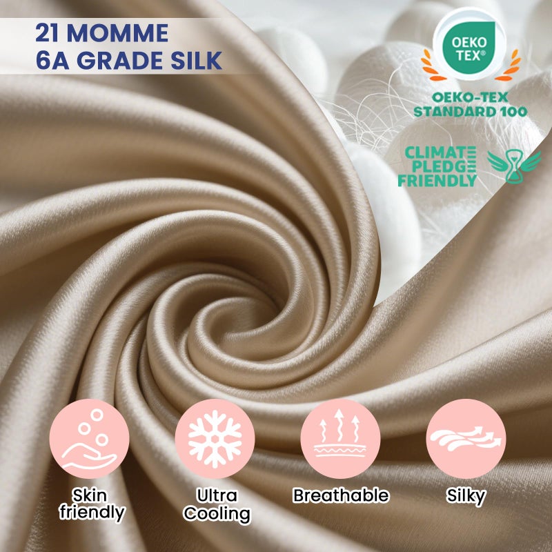Ravmix Silk Pillow Cases with Zipper, 21momme Mulberry Silk Pillowcase for Hair Skin Health, Soft Smooth Breathable Cool Pillow Cover for Beauty Sleep with Gift Box 1PC(King 20"x36", Taupe) - Image 5